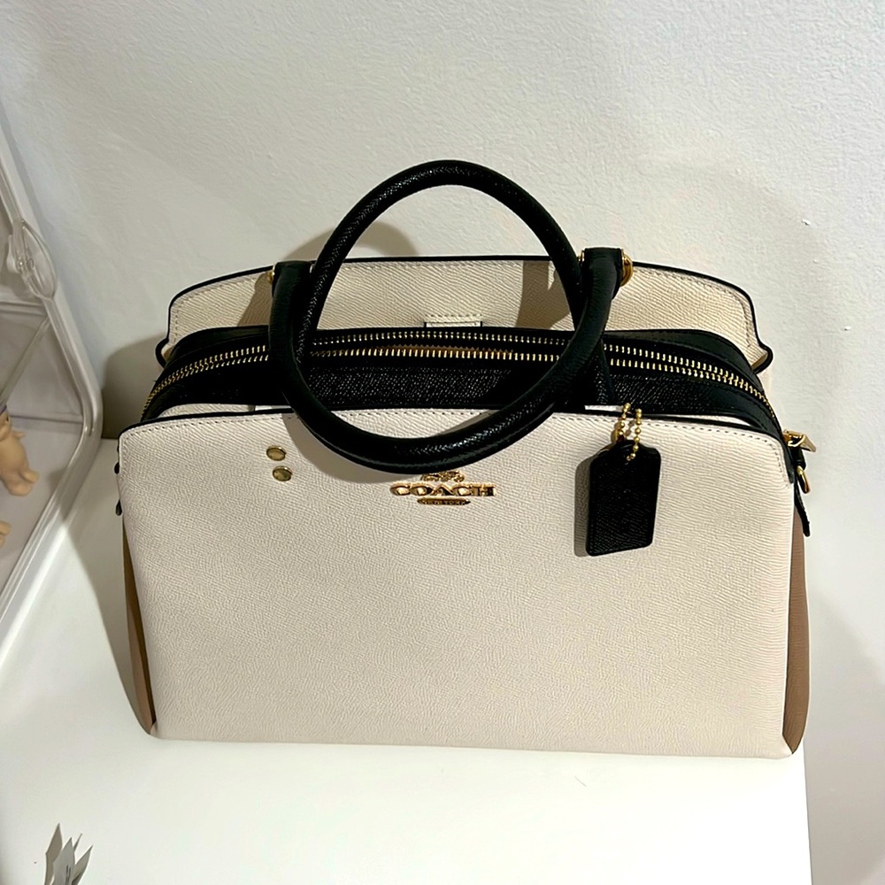 Coach Cream and Black Satchel